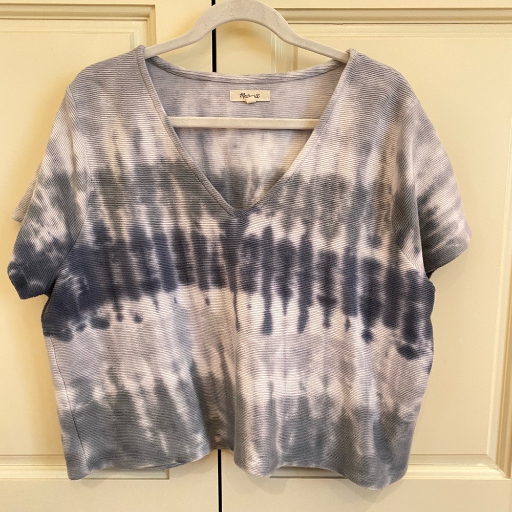 Ottoman Jacquard V-Neck Top in Tie-Dye